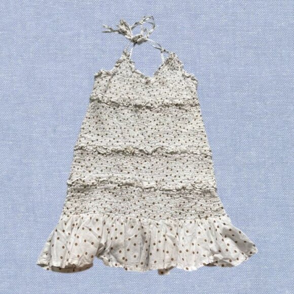 🛎️ 5/$20 Asos Halter Ruffle Smocked Ribbed Ultra Mini Dress Size 4 - Picture 1 of 6